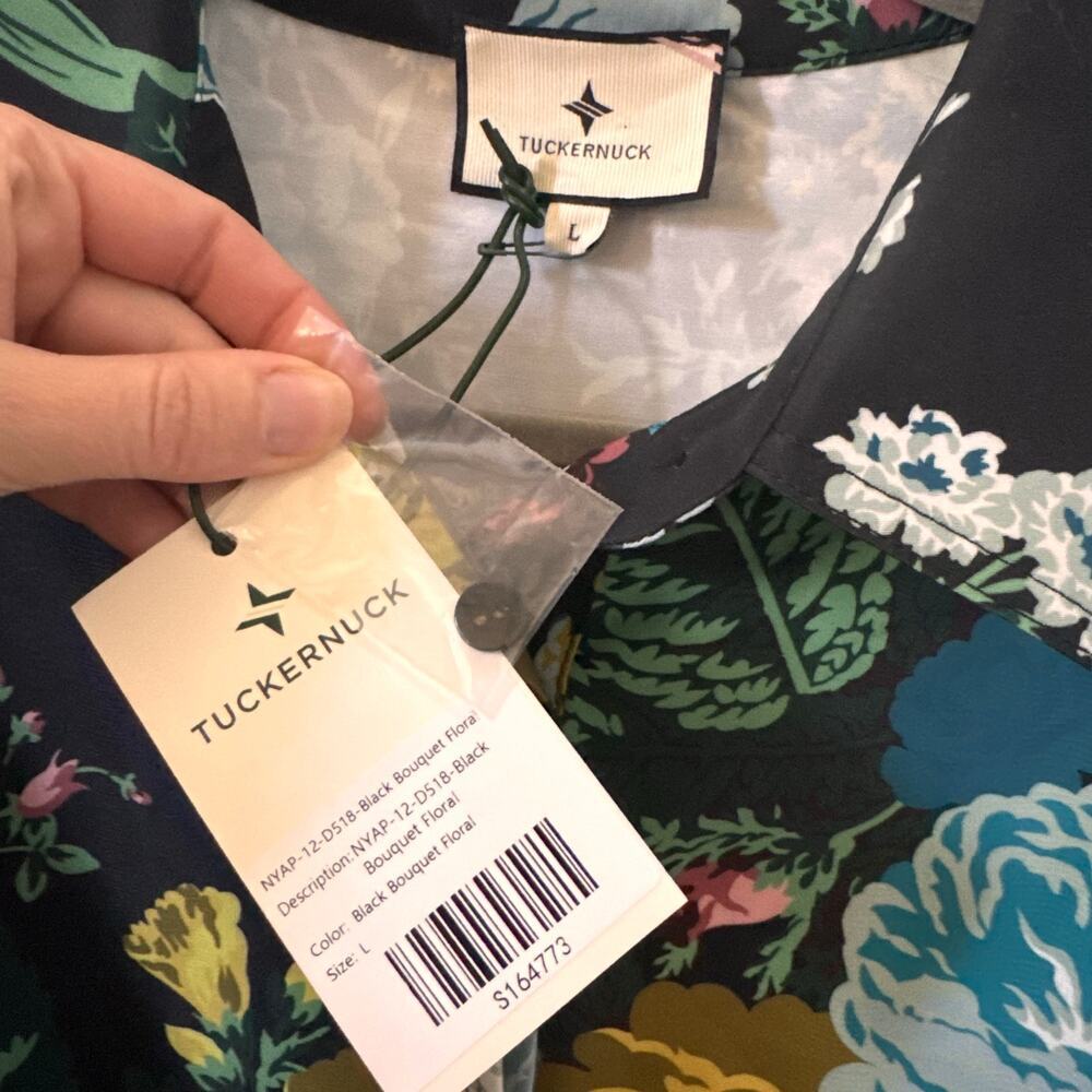 NWT Tuckernuck Chloe Black Verdant Floral Belted Midi Dress Sz Large - Picture 11 of 13